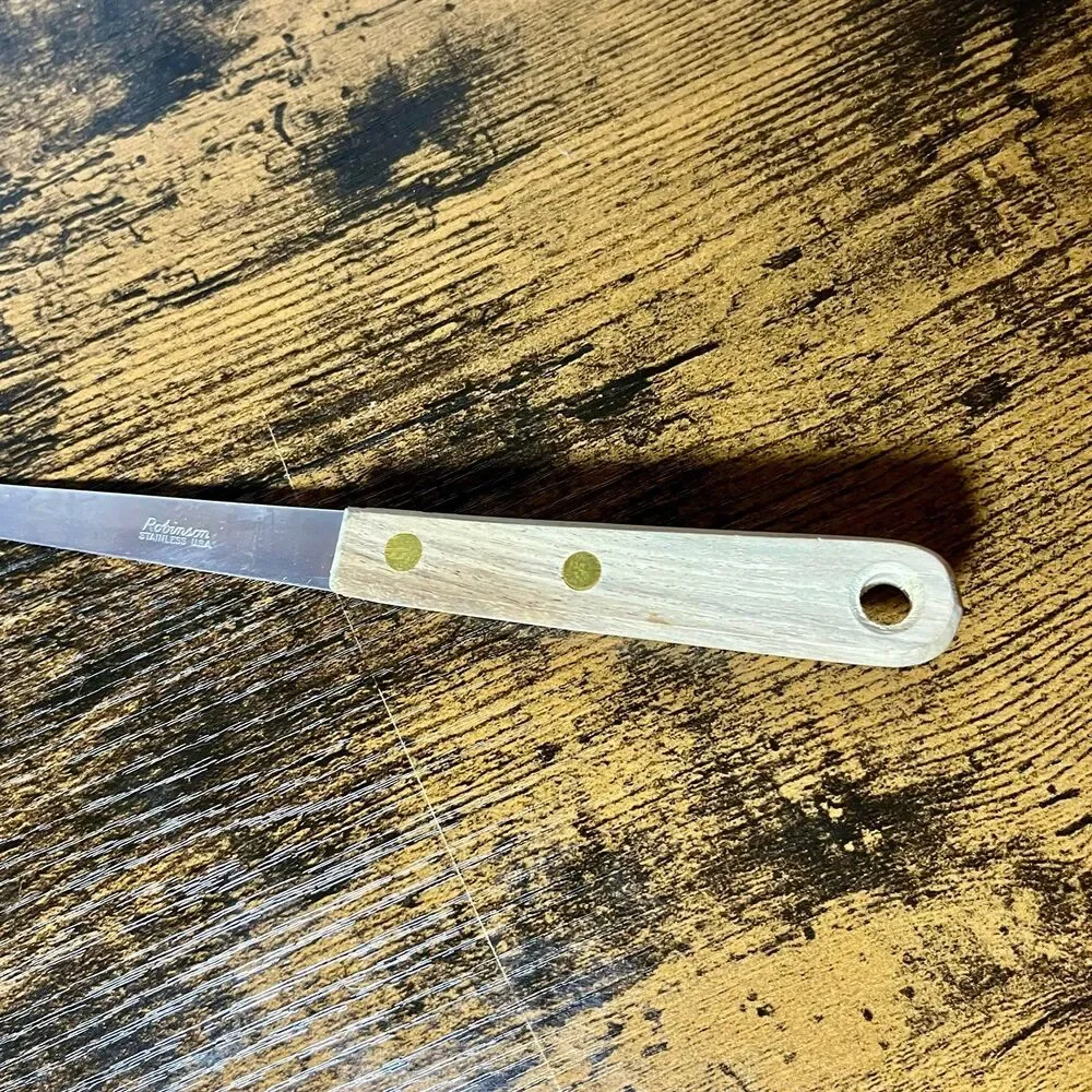 Vintage ROBINSON Stainless Spatula Turner Flipper 12” Wood Handle USA